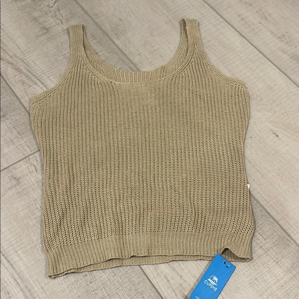 Cupshe Cream Ribbed Fitted Tank Top